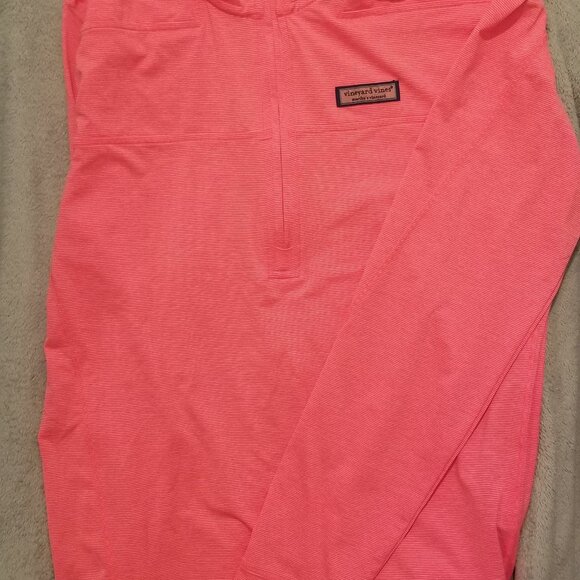 Vineyard Vines WOMEN’S THE SANKATY SHEP STRIPE SHIRT Med Bright Coral/Pink strip - Picture 2 of 6
